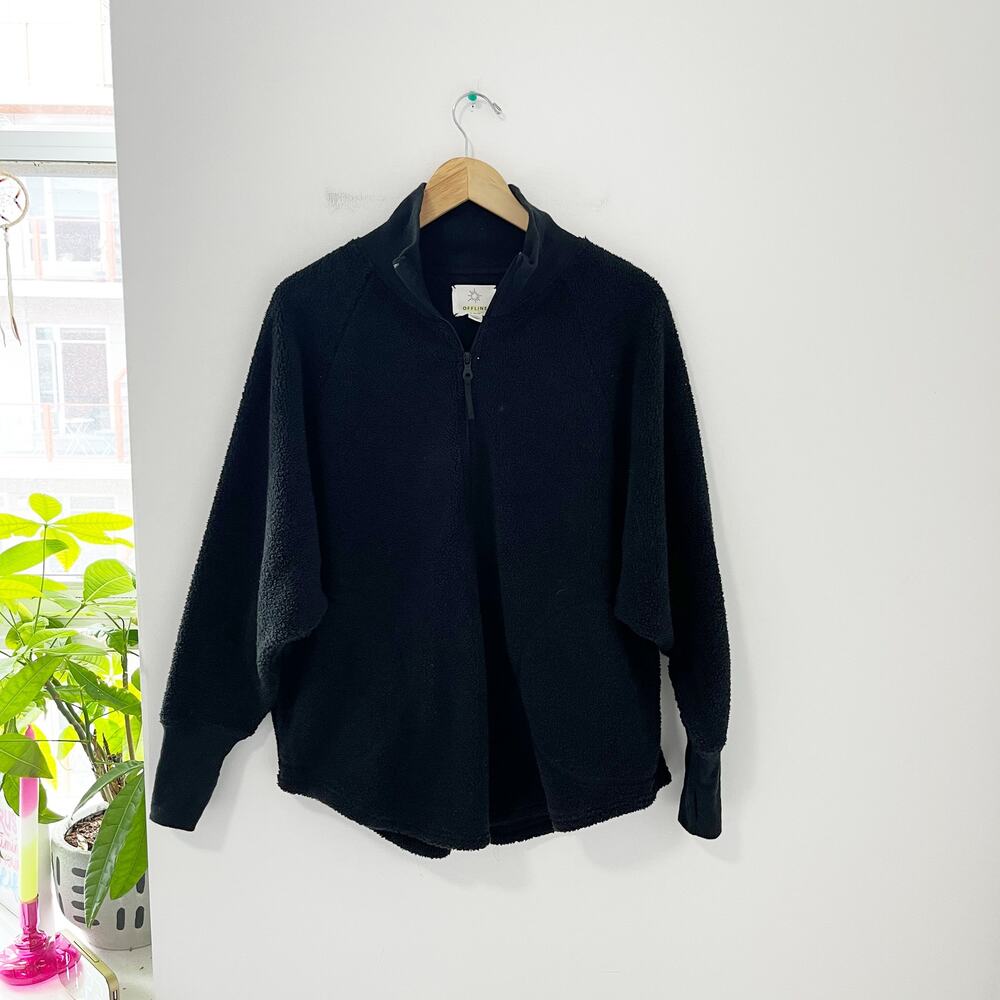 Aerie Offline Black Fuzzy Fleece Half Zip Sweatshirt Size Small